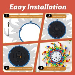 24 Inch Outdoor Clock Silent Non-Ticking, Outdoor Wall Clock with Thermometer…