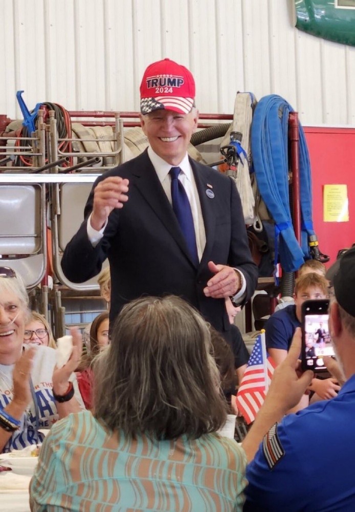 JOE BIDEN WEARING MAGA HAT GLOSSY POSTER PICTURE PHOTO PRINT BANNER 11260