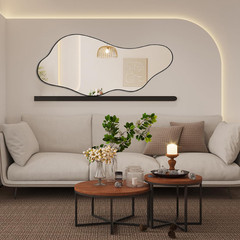 Irregular Frameless Mirror, 47.2″x21.6″ Asymmetrical Aesthetic Wall Mirrors