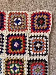 Vintage Handmade Crochet Granny Square Throw Blanket Afghan 50×42 Multicolor