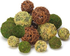Fake Moss & Rattan Balls Filler – 18-Piece Set for Centerpieces & DIY Projects