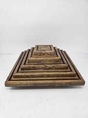Challenge Coin Display Handmade Wood Spinning Pyramind