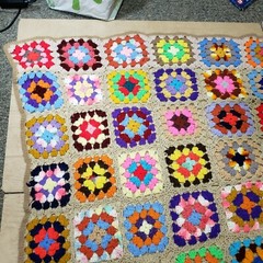 Granny Square Roseanne Afghan Throw Blanket 63″x44” Hand Made Multicolor Crochet