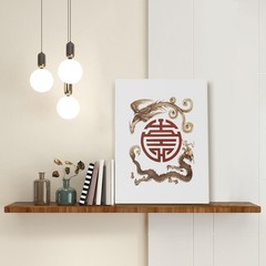 Asian Traditional Chinese Phoenix and Dragon Double Happiness Canvas Wall Art…