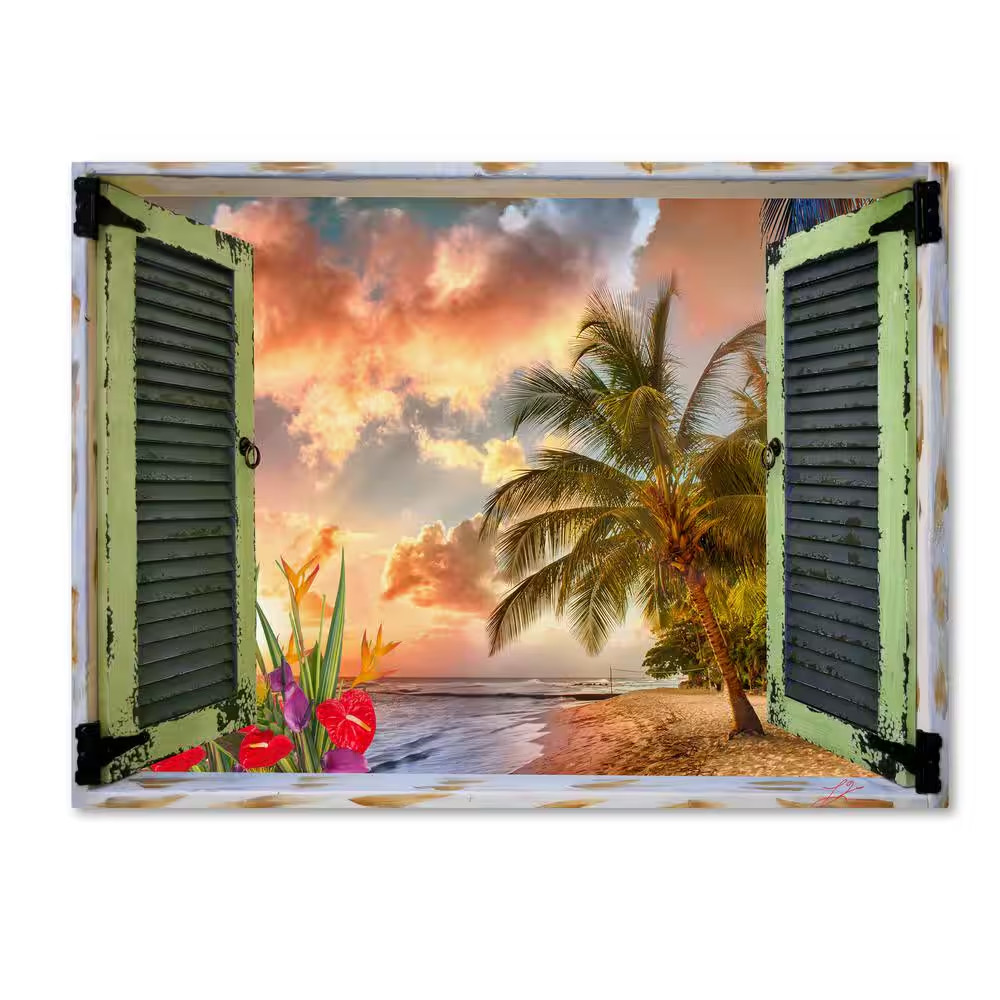24 In. X 32 In. «Tropical Window to Paradise IV» by Leo Kelly Printed Canvas Wal