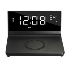 SUPERSONIC SC-6025QI Dual Alarm Clock with 2-in-1 Wireless Charging