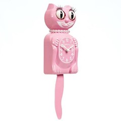 PINK MISS KITTY CAT CLOCK (3/4 Size) 12.75″ Eyes Tail Move Free Battery USA MADE