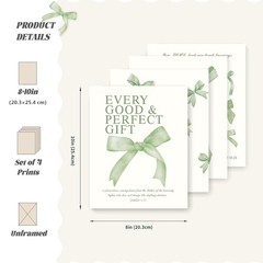 Coquette Sage Green Bow Wall Art Decor Posters, Sage Green Bow Room Bedroom B…