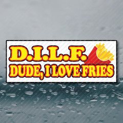 DILF Dude I Love Fries Funny Meme Prank Joke Gag Sticker 8×3