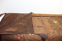 Embroidered Boho Botanical Faux Silk Throw Bed Drape Velvet Trim Tassels 51×60″
