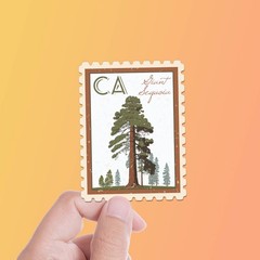 California Giant Sequoia State Tree Sticker- CA Vintage Stamp Decal