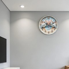 Pelican Ocean Pattern Wooden Silent Wall Clock No Battery Holiday Home Decors
