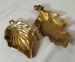 Vintage Brass Leaf Trinket Dish For Keys Jewelry Candy 2 PC Mixed Pair 6″