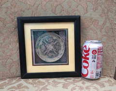 Framed with Matting & Glass ShadowBox Clay Plate Mayan/Aztec Design 8″Square