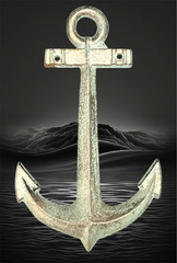 Cast Iron Ship Anchor Nautical Wall Decor Beach House Green Patina Rustic 7.5″