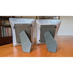 Vintage Pair of Pewter Wave Tabletop Frames for 3.5 in by 5 in Photo