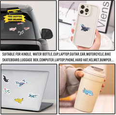 50 Pcs Airplane Vinyl Sticker Waterproof PVC Plane Decals Aircraft Stickers for