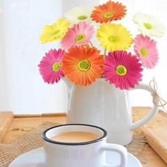 ACRYCS 10 Pcs Artificial Gerbera Daisies Flowers Artificial Daisy Bouquet Fak…