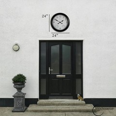 24-inch Large Outdoor Wall Clock Thermometer Combo, Waterproof Hygrometer