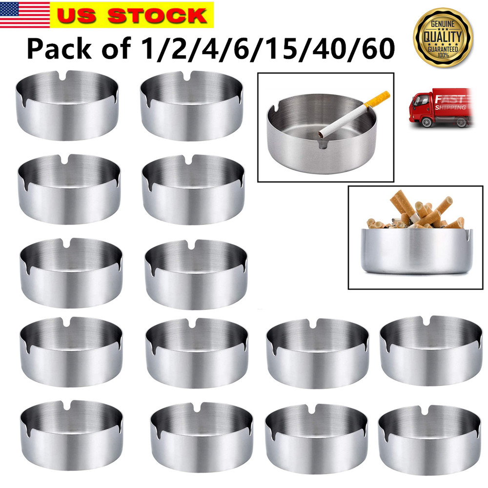Lot of 1-60 of Stainless Steel Cigarette Ashtray Ash Holder for Home,Hotel, Etc