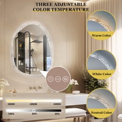 Irregular Wall LED Mirror Clear-crystal Glass Frame Vanity Mirror with Backlit