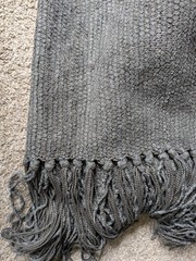 Textillery Weavers throw blanket textured chenille fringe Rose green gray 42×83