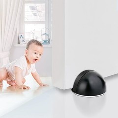 Door Stops 2 Pack, Magnetic Door Stopper, Self Adhesive, Black Floor Mount