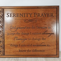 P Graham Dunn Carved Cherry Wood Wall Art Plaque Serenity Prayer 11×15″ Nice