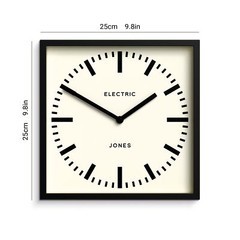 9.8″ Black Square Box Wall Clock Station Dial Kitchen Office Decor Modern