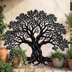 Large Tree of Life Metal Wall Art, Rooted Tree Wall Decor, Outdoor Garden Decor