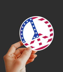 Peace Symbol Sticker Logo USA Flag Sticker 3″ Inch