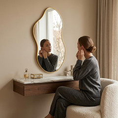 Irregular Wall Mirror 20×36 Inch Wall Mirrors Decorative Gold Modern Asymmetrica