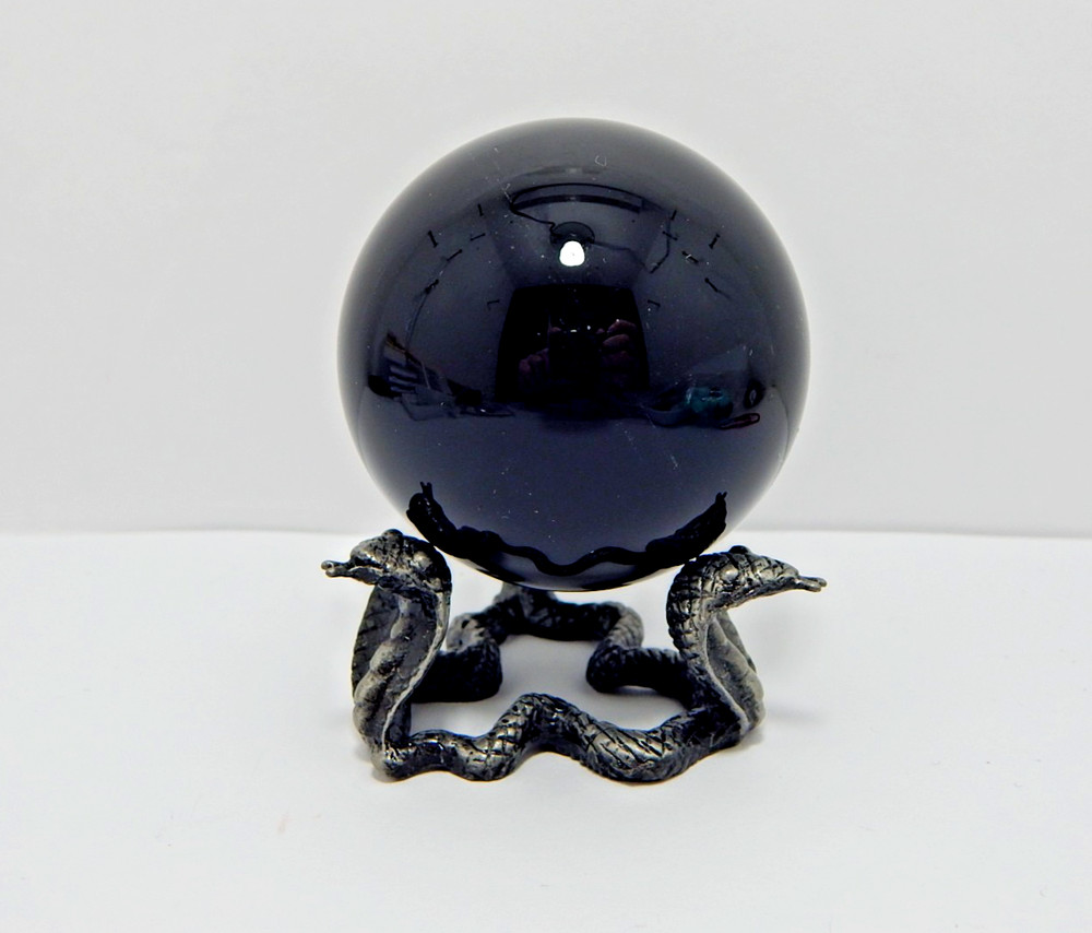 Black Obsidian Sphere – 2″ Inches with cobra stand