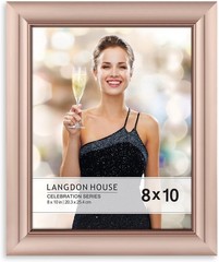 Contemporary 8×10 Rose Gold Picture Frame – Easel Back & Hooks Included