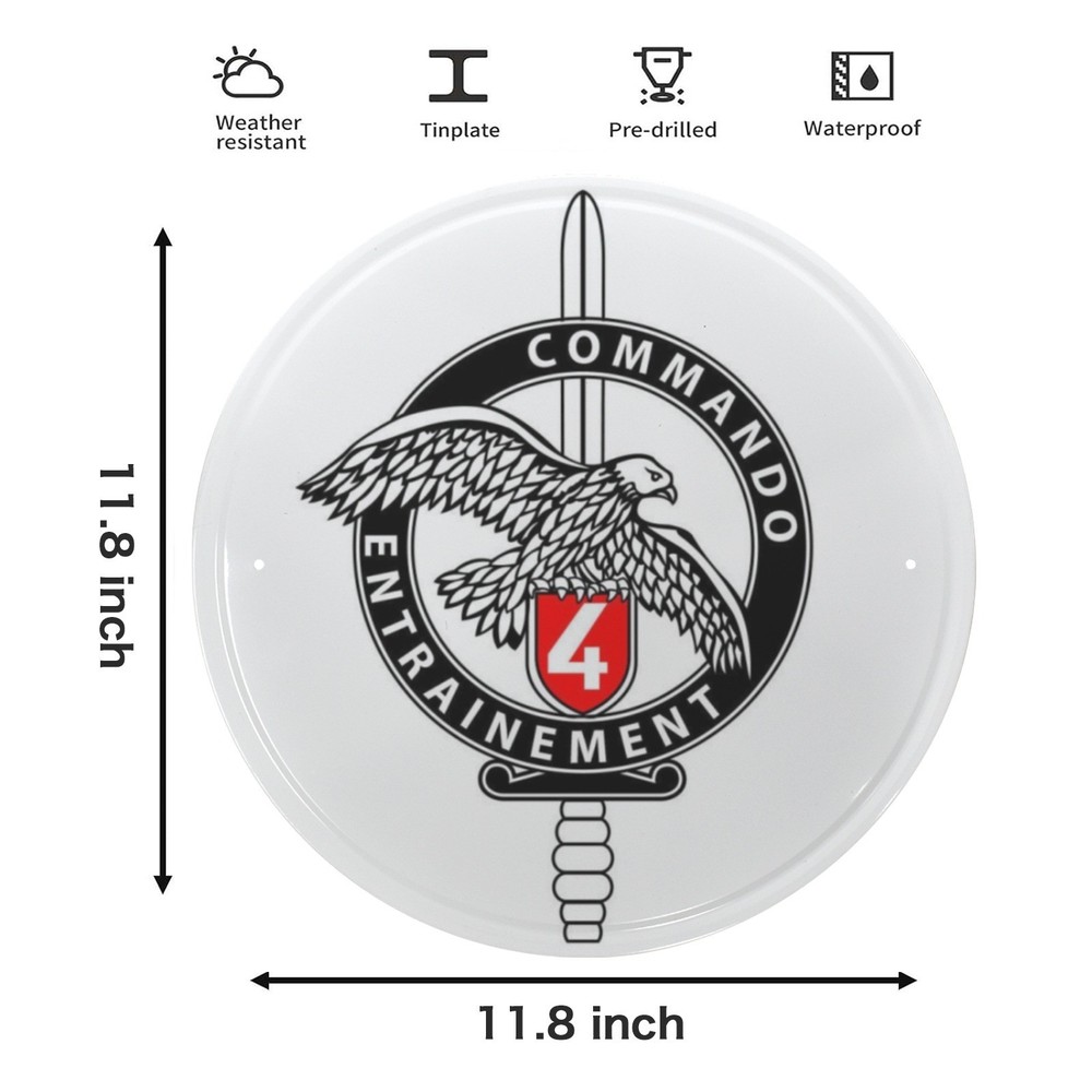 French Commando training Logo Vintage Style Round Metal Sign 11.8″ FREE SHIP
