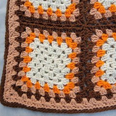 Vintage Handmade Crochet Chunky Knit Afghan Blanket Throw 70s Retro Hippie