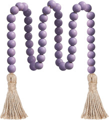 39in Wood Bead Garland Farmhouse with Tassels,Versatile Prayer Beads Boho Chic W