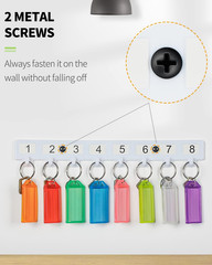 Key Tag Rack Hook Style Plastic Wall Mounted Key Holder Organizer with Transpare