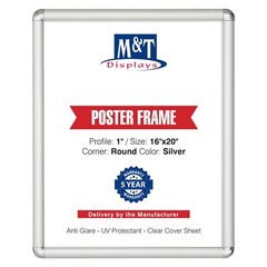 Snap Poster Frame Aluminum Front Loading Wall Mounting 16×20 Silver Round Corner