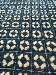 Handmade Crochet Granny Square Throw Blanket 50″ x 60″ Teal & Cream Vintage