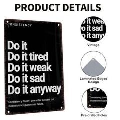 Do It Anyway Vintage Sign, Metal Motivational Wall Art for 12×8 inches, black