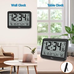 Atomic Clock with Indoor Outdoor Temperature, Self-Setting Digital Wall Clock