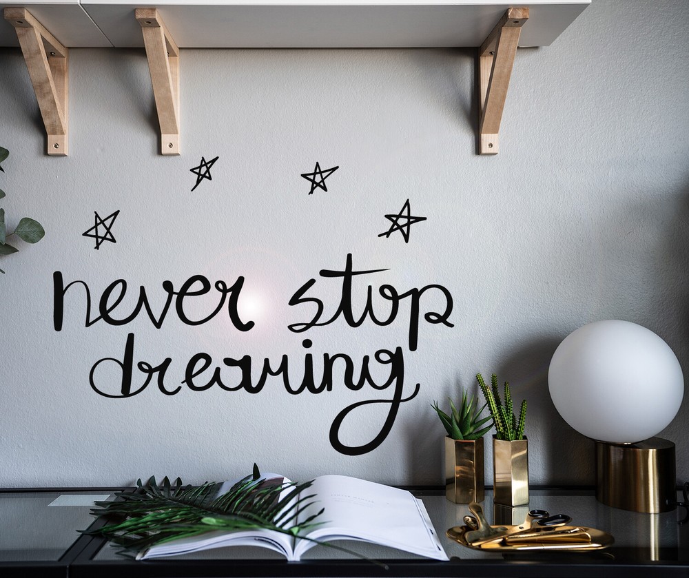 Vinyl Wall Decal Never Stop Inspirational Stars Stickers 22.5 in x 17 in gz033