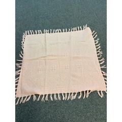 Peachy Wool Throw Blanket Woven Pattern Fringe Edges Soft Decor