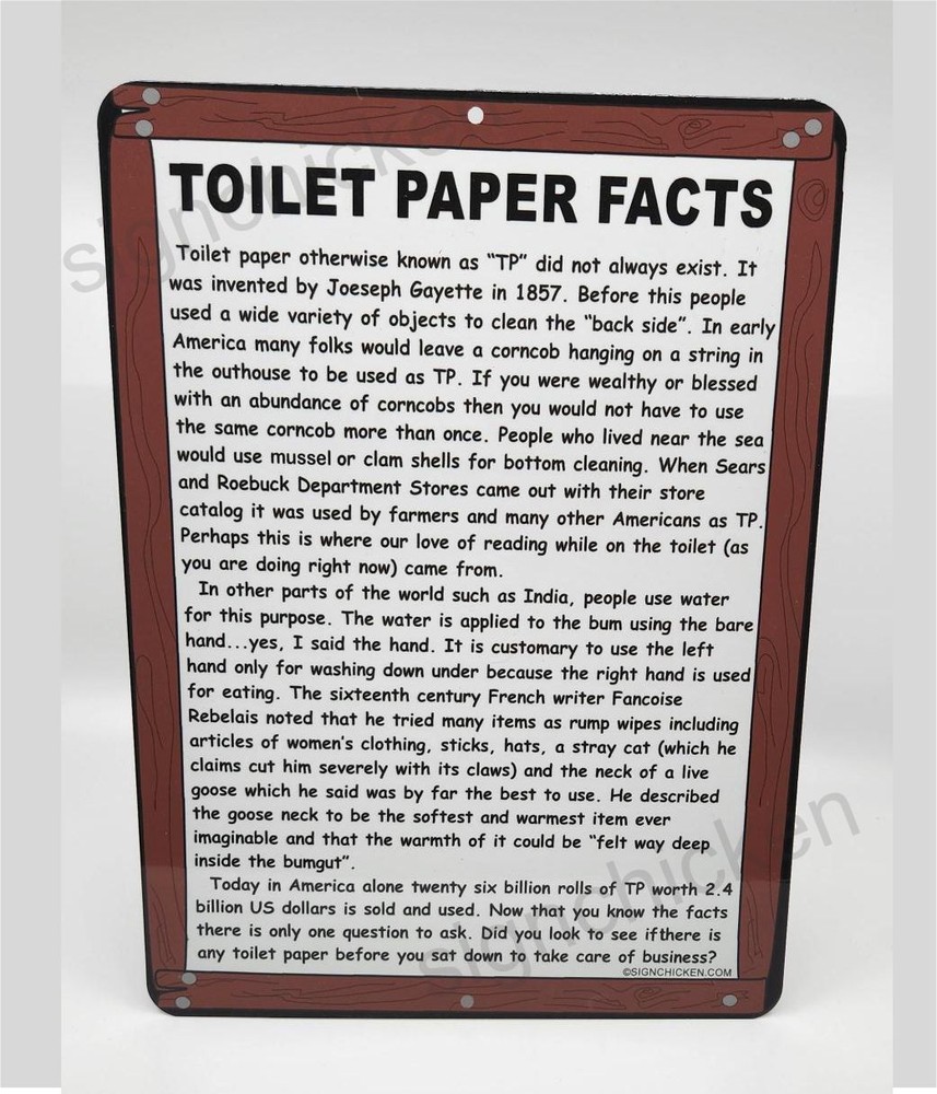Funny Bathroom Sign, home decor, shop sign, toilet paper history