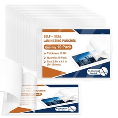 10 Pack 10 Mil 2.9″x4.1″ Self Sealing Laminating Pouches for 2.5“ x 3.5