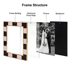 Concepts retro Gold Checkered Bordered Enamel 5×7 (Pack of 1) Black and White…