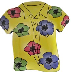 Set of 4 In Box Hawaiian Theme Colored Shirt Acrylic Plates New