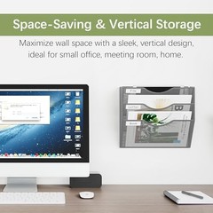 Hanging Wall File Organizer, 3 Pocket Wall Mounted Mail 3 Tier Silver