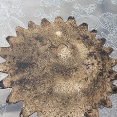 Celestial Sun Face Wall Plaque Rustic Concrete 10 Inch Round Decor small chip